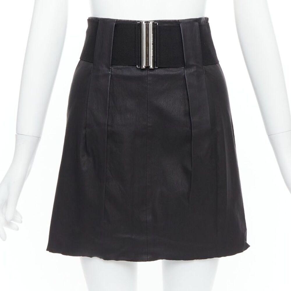 Pierre Balmain Leather Elastic Skirt